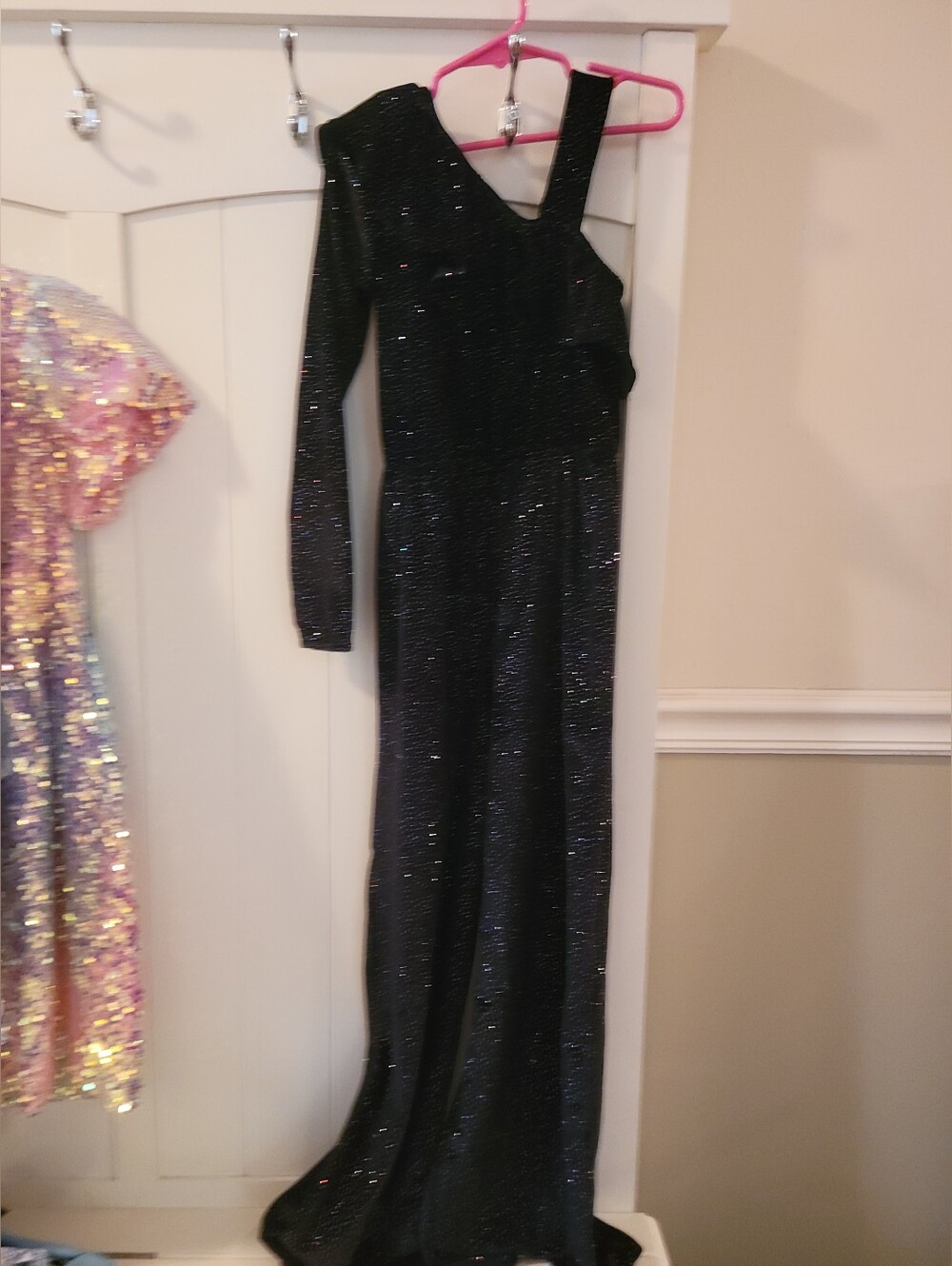 Zara black velvet sparkle jumpsuit sz 10